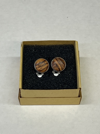 Ohrclip gefasst mit Füllung aus Olivenholz (Bethlehem)